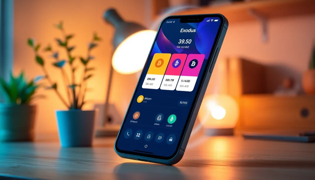 Discover the innovative features of the Exodus wallet app displayed on a modern smartphone.