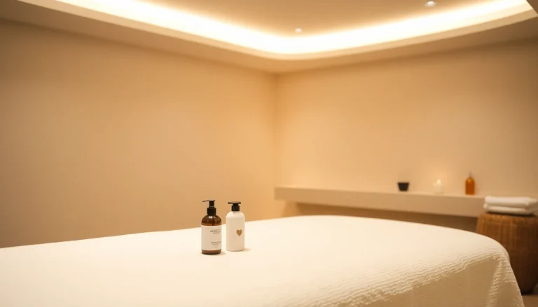 Indulge in an adult massage with a calm setting featuring a massage table and soothing oils.