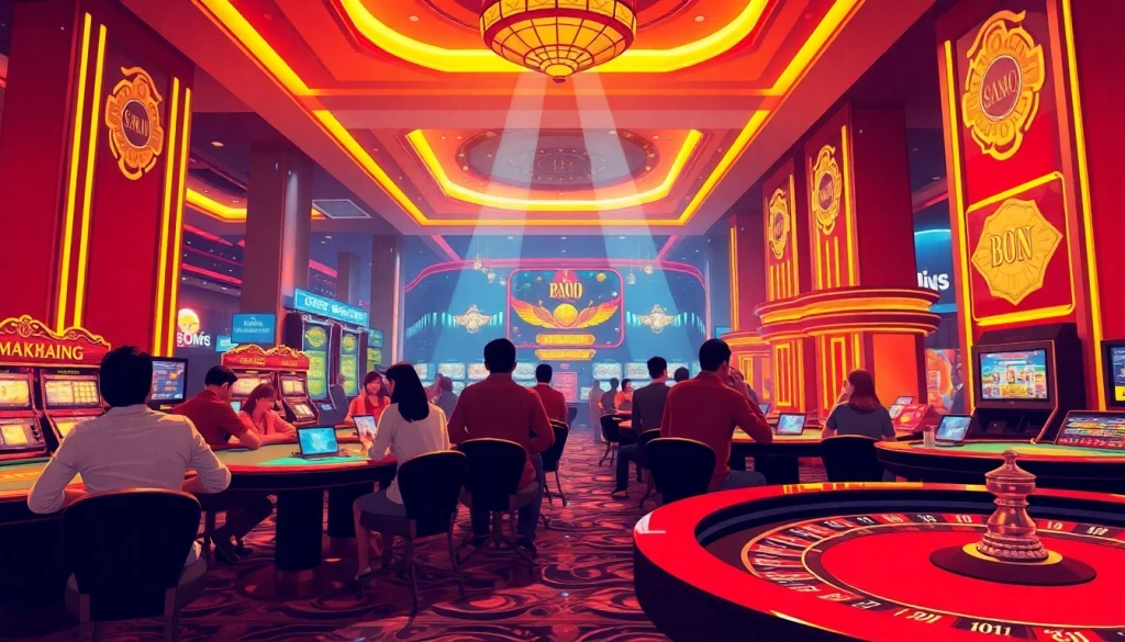 Experience the excitement at the no. 1 live casino in Malaysia, showcasing dynamic gaming tables and engaged players.