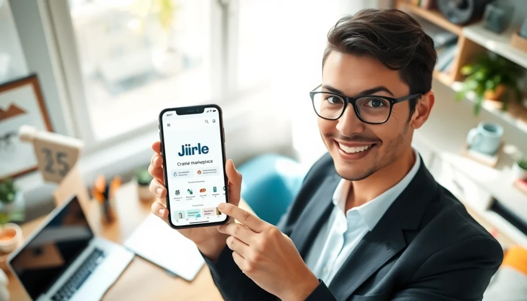 Learn how to sell on Jirle with an engaging home office setup and showcased marketplace.