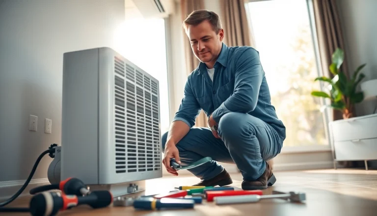 Technician conducting ac repair glendale az in a modern home, showcasing expertise and professionalism.