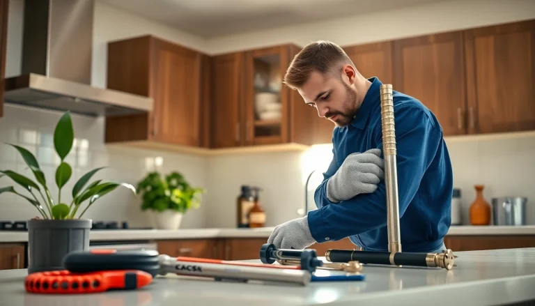 Fixing plumbing Lacey Wa in a residential kitchen with a professional plumber at work.